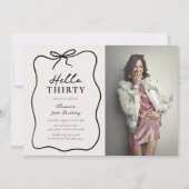 Chic Hello Thirty' Photo 30th Birthday Party 招待状 (正面)