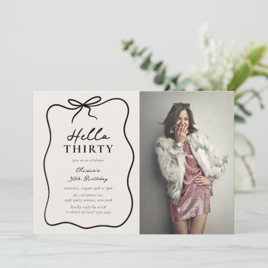 Chic Hello Thirty' Photo 30th Birthday Party 招待状 (スタンド正面)