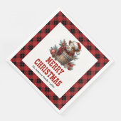Chic highland cow red black plaid festive napkins (コーナー)