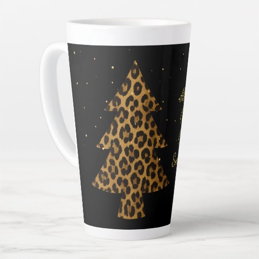 Chic Holiday Leopard Tree Design カフェラテマグ (左アングル)