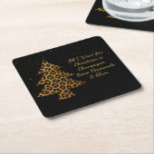 Chic Holiday Leopard Tree Design スクエアペーパーコースター (アングル)