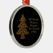 Chic Holiday Leopard Tree Design メタルオーナメント (右)