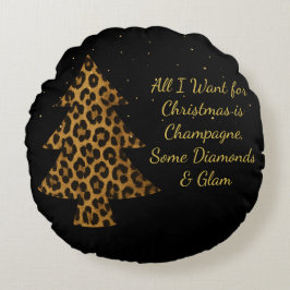Chic Holiday Leopard Tree Design ラウンドクッション