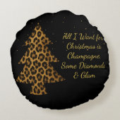 Chic Holiday Leopard Tree Design ラウンドクッション (裏面)