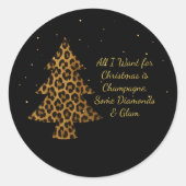 Chic Holiday Leopard Tree Design ラウンドシール (正面)