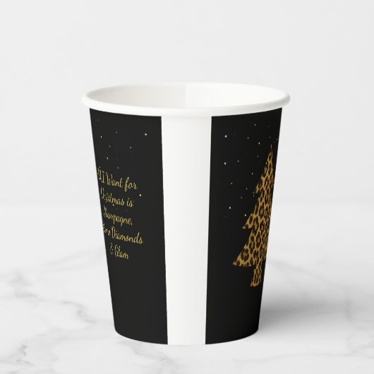 Chic Holiday Leopard Tree Design 紙コップ (左)