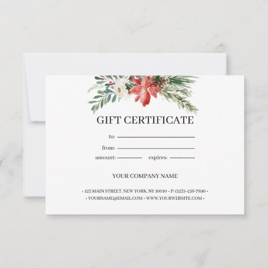 Chic Holly Berry & Leaves Wreath Gift Certificate (裏面)