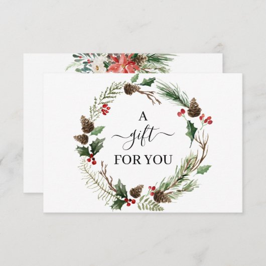Chic Holly Berry & Leaves Wreath Gift Certificate (正面/裏面)