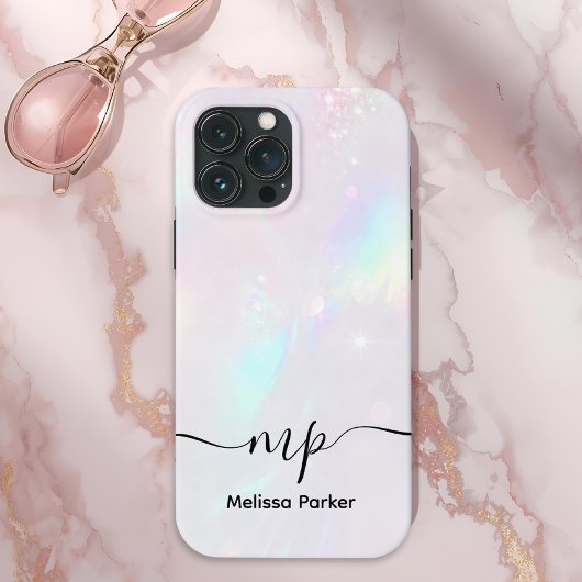 Chic Holographic Iridescent Monogram Case-Mate iPhoneケース