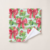 Chic hot pink and green Christmas preppy towels バスタオルセット (ウォッシュタオル)