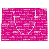 Chic Hot Pink Girls Birthday Personalized Name ラージペーパーバッグ (裏面)