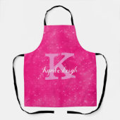 Chic Hot Pink Glam Diamond Sparkle Monogram Name A エプロン (正面)