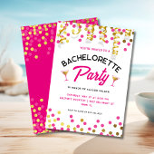 Chic Hot Pink & Gold Dots Bachelorette Party 招待状