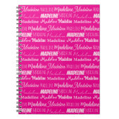 Chic Hot Pink Personalized Girls Name Collage ノートブック (正面)