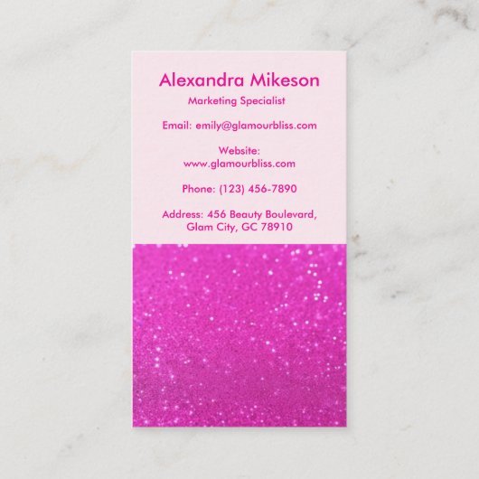 Chic Hot Pink Sparkle Branding 名刺 (裏面)