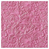 Chic hot pink tooled leather floral ファブリック (クローズアップ)