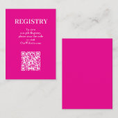 Chic Hot Pink Wedding Registry QR Code エンクロージャーカード (正面/裏面)