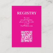 Chic Hot Pink Wedding Registry QR Code エンクロージャーカード (正面)