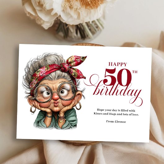 Chic humorous 50th woman card happy birthday 招待状