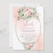 Chic Instant Download Blush Gold Sweet 16 Birthday 招待状 (正面)