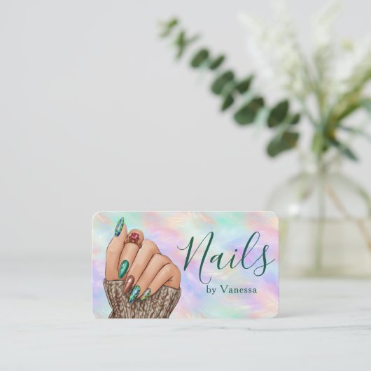 Chic Iridescent Opal Manicurist Artist Nail Studio 名刺 (スタンド正面)