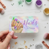 Chic Iridescent Opal Nail Studio Manicurist Artist 名刺