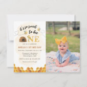 Chic It's sweet to bee One first birthday Photo 招待状 (正面)