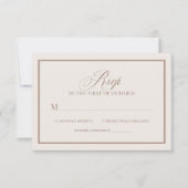 Chic Ivory and Taupe Border | Luxe Neutral Wedding 出欠カード (正面)