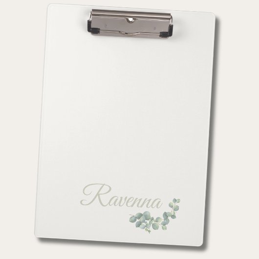 Chic Ivory Eucalyptus Sage Personalized Name クリップボード