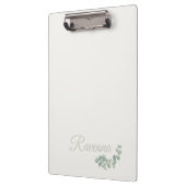 Chic Ivory Eucalyptus Sage Personalized Name クリップボード (左)