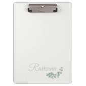 Chic Ivory Eucalyptus Sage Personalized Name クリップボード (正面)