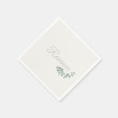 Chic Ivory Eucalyptus Sage Personalized Name スタンダードカクテルナプキン (角)