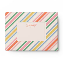 Chic Joyful Stripes Christmas Holiday Envelope