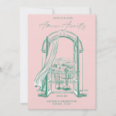 Chic La Dolce Vita Hand Doodle Sketch Venice Italy セーブザデート (正面)