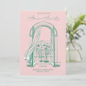 Chic La Dolce Vita Hand Doodle Sketch Venice Italy セーブザデート (スタンド正面)