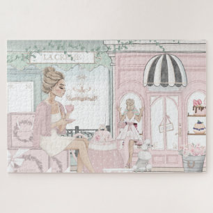 Chic Ladies French Bakery Watercolor Illustration ジグソーパズル