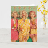 Chic Ladies Retro Cocktail Moment カード (黄色い花)