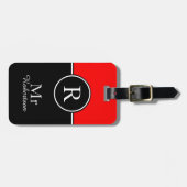 CHIC LAGAGE/バッグラベル_モダン "Mr." 01赤/黒 ラゲッジタグ (正面横)