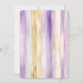 Chic Lavender Purple Gold Stripes Baby Shower 招待状 (裏面)