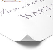 Chic Lavender Ribbon bow baby shower Welcome sign  ポスター (角)