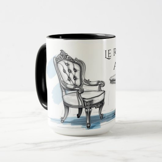 Chic Le Roi Chille Au Café Aesthetic Cafe マグカップ (正面左)