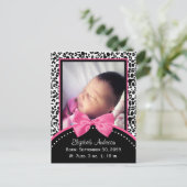 Chic Leopardプリントベビー写真誕生のお知らせ 案内ポストカード (スタンド正面)