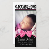 Chic Leopardプリントベビー写真誕生のお知らせ 案内状 (正面/裏面)