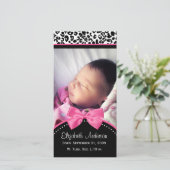 Chic Leopardプリントベビー写真誕生のお知らせ 案内状 (スタンド正面)