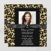 Chic Leopard写真卒業のお知らせ 招待状 (正面/裏面)