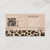 Chic Leopard Black and Beige QR Code Arch Photo 名刺 (裏面)