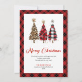 Chic Leopard Christmas Tree Watercolor Holiday シーズンカード (正面)