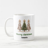 Chic Leopard Christmas Trees Custom Name Mug コーヒーマグカップ (左)