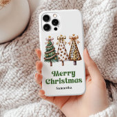Chic leopard pattern Christmas trees custom name  Case-Mate iPhoneケース