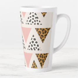 Chic Leopard & Pink Triangle Pattern カフェラテマグ